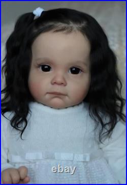 Reborn Baby Dolls Newborn Full Body Black Hair Silicone Realistic Vinyl Soft Toy