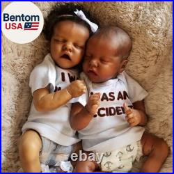Reborn Baby Dolls Twins Black 18 Inch Newborn Baby Dolls Twins Boy and Girl Re