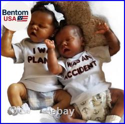 Reborn Baby Dolls Twins Black 18 Inch Newborn Baby Dolls Twins Boy and Girl Re