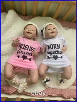 Reborn Baby Dolls Twins Boy&Girl Soft Silicone Vinyl 22 Real Life Baby Dolls