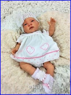 Reborn Baby Girl Doll Celia White Spot Dress Flower Headband Butterfly Babies