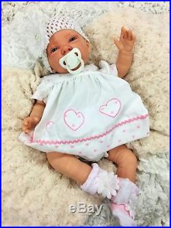 Reborn Baby Girl Doll Celia White Spot Dress Flower Headband Butterfly Babies
