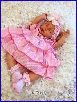 Reborn Baby Girl Doll Floppy, Feels Real To Hold Gingham Ruffle Dress S