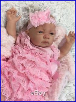 Reborn Baby Girl Doll Open Eyed Pink Spanish Ruffle Romper Pink & Dummy C