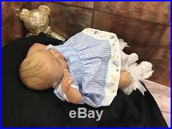 Reborn Baby Girl Doll Painted Hair Silicone Feel Baby 17 Inches Unicorn Dress