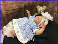 Reborn Baby Girl Doll Painted Hair Silicone Feel Baby 17 Inches Unicorn Dress