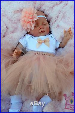 Reborn Baby Girl Doll Peach Tutu Sleeping Baby Sofia S144