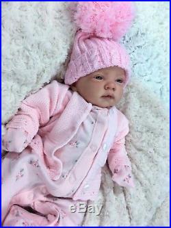 Reborn Baby Girl Doll Pink All In One Cardi And Bobble Hat Celia