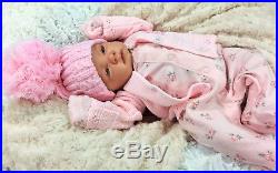 Reborn Baby Girl Doll Pink All In One Cardi And Bobble Hat Celia