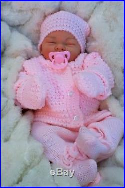 REBORN GIRL DOLL PINK KNITTED SPANISH OUTFIT WITH DUMMY M 