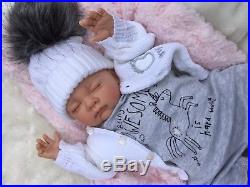 Reborn Baby Girl Doll Unicorn Romper Grey S