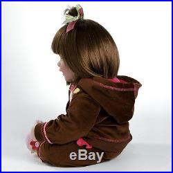 Reborn Baby Play Doll Girl Realistic Lifelike Silicone Newborn Smile Brown Hair