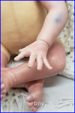 Reborn Baby Toddler Girl 3/4 vinyl cloth doll sad bruising life like