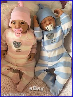 Reborn Baby Twins My Fake Babies Realistic 22 Big Newborn 2 Dolls Benji & Emma
