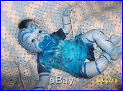 Reborn Blue Avatar Alien Fantasy Mythical Baby Artist Doll Vinyl Newborn