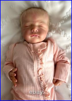 Reborn Cayle Doll by Olga Auer, Newborn Asleep doll, rooted hair, authentic COA