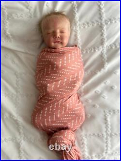Reborn Cayle Doll by Olga Auer, Newborn Asleep doll, rooted hair, authentic COA