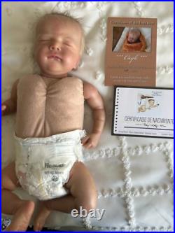 Reborn Cayle Doll by Olga Auer, Newborn Asleep doll, rooted hair, authentic COA
