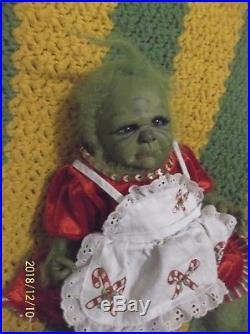 Reborn Christmas Green Yeti Monster Hybrid Grinch Ette Girl Baby Doll Fantasy