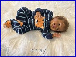 Reborn Doll Curly Brown Hair Medium Dark Multiracial Outfit Gender Neutral Vinyl
