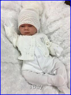 Reborn Doll Heavy Baby White Bobble Hat Outfit Magnetic Dummy A