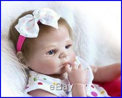 Reborn Full Body Silicone Baby Girl Doll SanyDoll Soft Vinyl 22inch Babies Dolls
