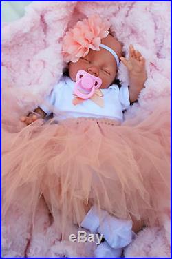 Reborn Girl Doll Peach Tutu Sleeping Baby Sofia S144