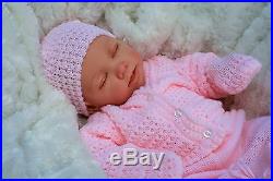 Reborn Girl Doll Pink Knitted Spanish Outfit E112 Butterfly Babies