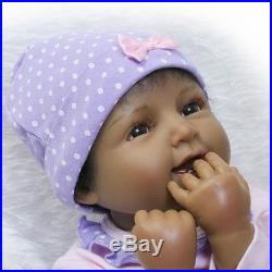 Reborn Real Baby Dolls Girls Black Soft Vinyl Silicone Newborn Lifelike 22 Inch