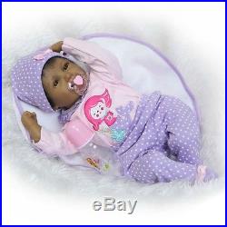 Reborn Real Baby Dolls Girls Black Soft Vinyl Silicone Newborn Lifelike 22 Inch