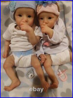 Reborn TWINS! BABY Dolls. 16 in weighted Painted hair