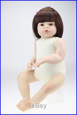 Reborn Toddler Dolls 28'' Handmade Lifelike Baby Silicone Vinyl Naked Girl Doll