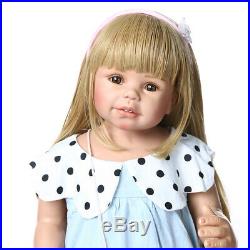 Reborn Toddler Girl Dolls Vinyl Full Body Realistic Long Hair Paseable Baby 28in