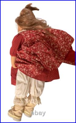 Reborn Toddler Hand-Painted Doll Red Polka Dot Dress Ruffled Bloomers Country