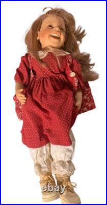 Reborn Toddler Hand-Painted Doll Red Polka Dot Dress Ruffled Bloomers Country