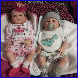 Reborn Twins 20'' Full Body Silicone Vinyl Boy&Girl Realistic Newborn Baby dolls