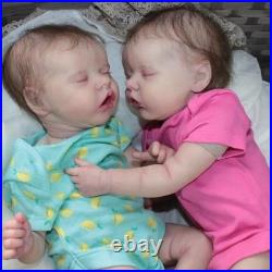 Reborn Twins Girls, 18 Inch Lifelike Reborn Baby Dolls Silicone Full Body