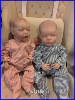 Reborn Twins Girls, 18 Inch Lifelike Reborn Baby Dolls Silicone Full Body Realis