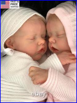 Reborn Twins Girls, 18 Inch Lifelike Reborn Baby Dolls Silicone Full Body Realis