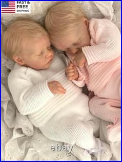 Reborn Twins Girls, 18 Inch Lifelike Reborn Baby Dolls Silicone Full Body Realis