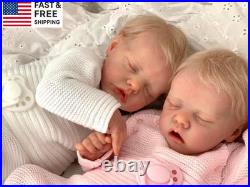 Reborn Twins Girls, 18 Inch Lifelike Reborn Baby Dolls Silicone Full Body Realis