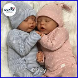 Reborn Twins Girls, 18 Inch Lifelike Reborn Baby Dolls Silicone Full Body Realis