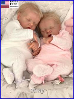 Reborn Twins Girls, 18 Inch Lifelike Reborn Baby Dolls Silicone Full Body Realis