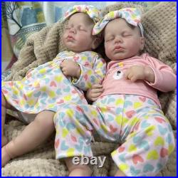 Reborn Twins Girls 18 Inch Lifelike Reborn Baby Dolls Silicone vinyl Full Body