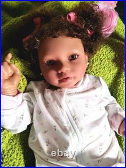 Reborn baby African American Ethnic, Hand Painted & Rooted Hair- Chest Opening