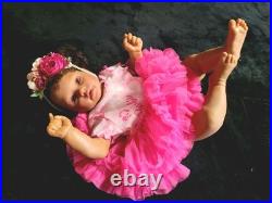 Reborn baby African American Ethnic, Hand Painted & Rooted Hair- Chest Opening