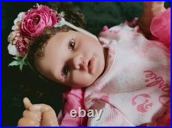 Reborn baby African American Ethnic, Hand Painted & Rooted Hair- Chest Opening