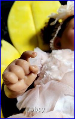 Reborn baby African American Ethnic, Hand Painted & Rooted Hair- Chest Opening