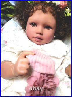 Reborn baby African American Ethnic, Hand Painted & Rooted Hair- Chest Opening