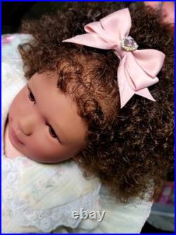 Reborn baby African American Ethnic, Hand Painted & Rooted Hair- Chest Opening